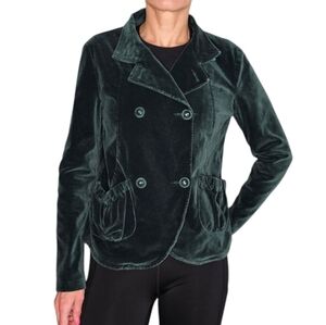 Essential Antwerp Green Velour Double Breast Front Pockets Blazer Size 38